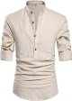 Men Henley Neck Long Sleeve Daily Look Linen Shirts