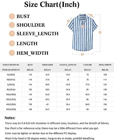 Men's Casual Short Sleeve Button Striped Cotton Shirt