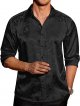 Men's Silk Satin Dress Shirts Long Sleeve Floral Button Up Shirts