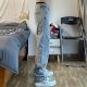 Men's Jeans Crossbody Patch Jeans Men's Loose Jeans Distressed Men's Jeans